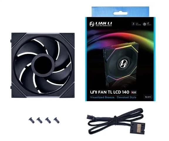 TNC Store Fan Lian Li TL120 LCD Single Black Reverse- 12RTLLCD1B (1 Fan/ Màn Hình LCD/ Đảo Chiều)