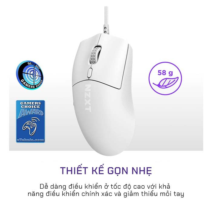 TNC Store Chuột NZXT Lift 2 Ergo Symm White MS-001NW-04