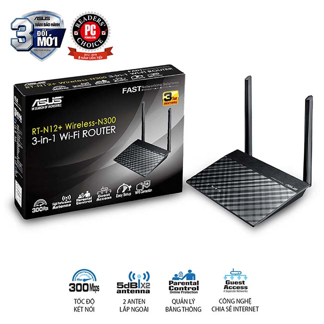 TNC Store Router Wifi ASUS RT-N12+ Wireless N300Mbps