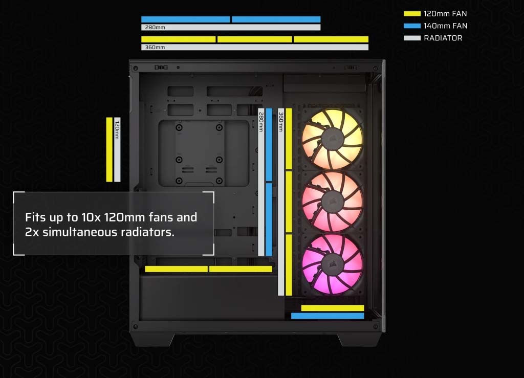 TNC Store Vỏ Case Corsair iCUE LINK 3500X RGB Tempered Glass Mid-Tower Black CC-9011280-WW