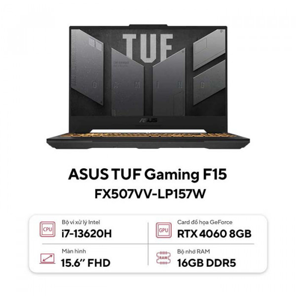 Laptop Asus TUF Gaming F15 FX507VV-LP157W Core i7-13620H/ 16GB/ 512GB/ RTX 4060 8GB/ 15.6 Inch FHD/ Win11/ Xám