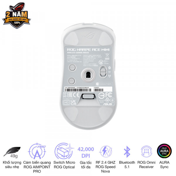 TNC Store Chuột Gaming Asus ROG Harpe Ace Mini Moonlight White