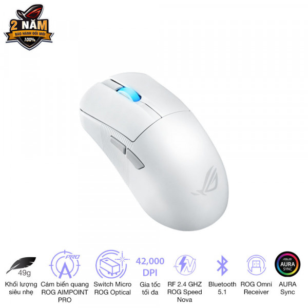 TNC Store Chuột Gaming Asus ROG Harpe Ace Mini Moonlight White