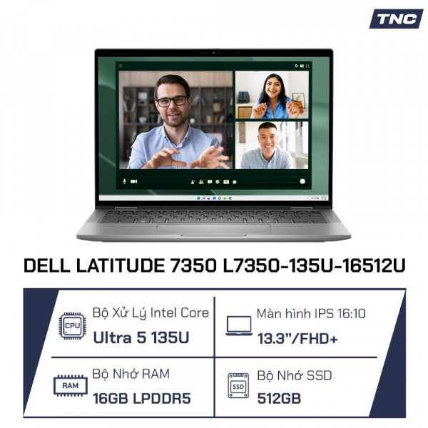 Laptop Dell Latitude 7350 L7350-135U-16512U Core Ultra 5 135U/ 16GB LPDDR5/ 512GB SSD/ 13.3 inch FHD+/ Ubuntu