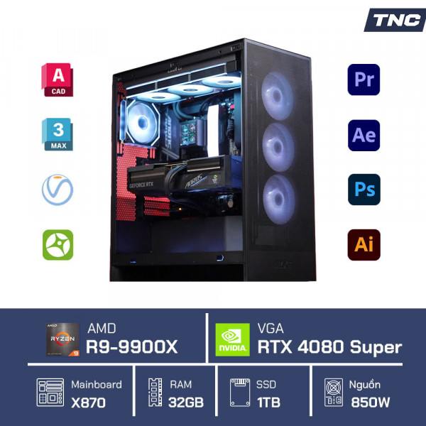 PC Đồ Họa Render 3D - Ryzen 9 9900X/ 64GB/ RTX 4080 Super