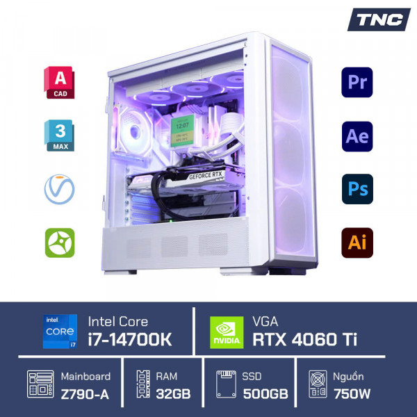 PC Đồ Họa Render 3D - Core i7 14700K/ 32GB/ RTX 4060Ti