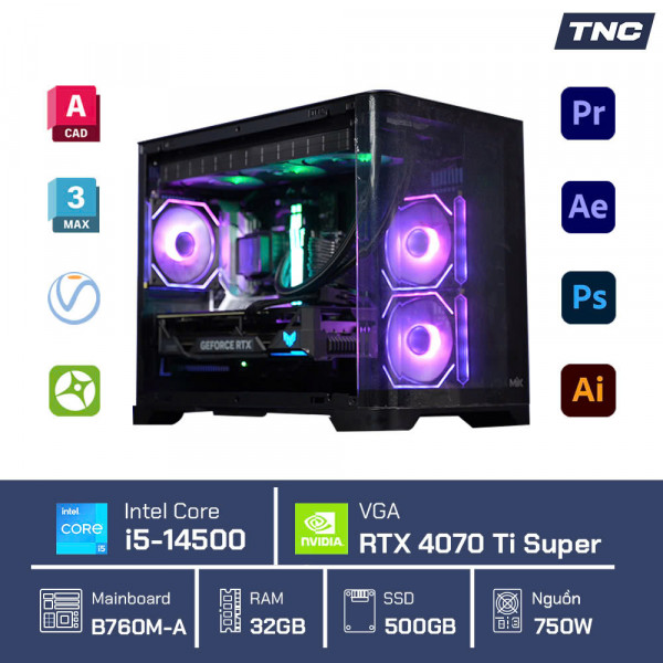 PC Đồ Họa Render 3D - Core i5 14500/32GB/RTX 4070Ti Super