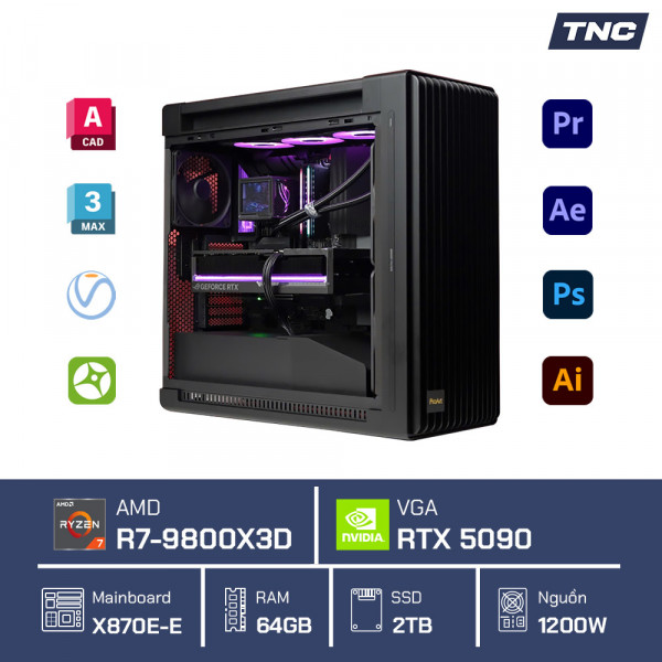 PC Đồ Họa Render 3D - Ryzen 7 9800X3D/ 64GB/ RTX 5090