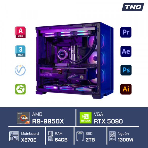 PC Đồ Họa AI - Ryzen 9 9950X/ 64GB/ RTX 5090