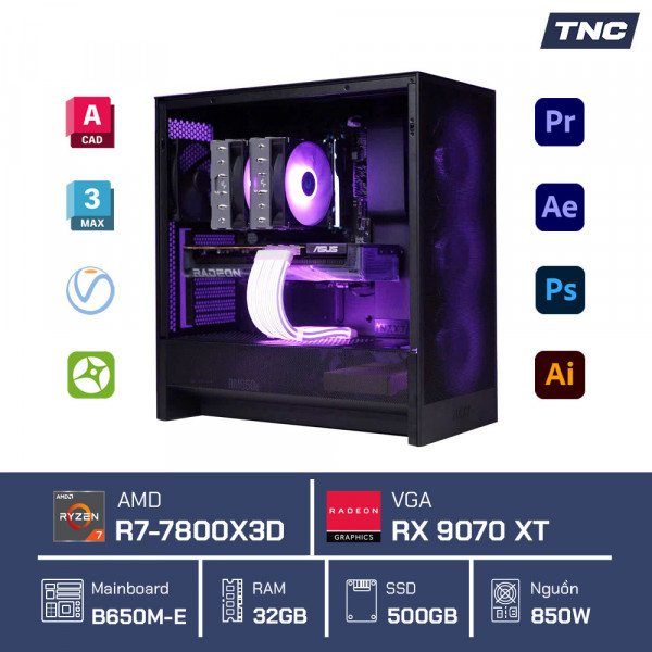 PC Đồ Hoạ Render 3D - Ryzen 7 7800X3D/ 32GB/ RX 9070 XT