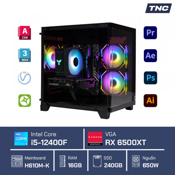 PC Đồ Họa Design 3D - Core i5 12400F/ 16GB/ RX 6500 XT