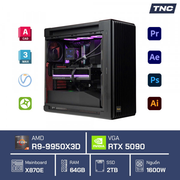 PC Đồ Hoạ Render 3D - Ryzen 9 9950X3D/ 64GB/ RTX5090