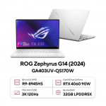 Laptop Gaming Asus ROG Zephyrus G14 GA403UV-QS170W Ryzen 9-8945HS/ 32GD5/ 1TB/ RTX4060 8GD6/ 14 Inch 3K/ Win 11/ Trắng