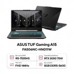 Laptop Asus TUF Gaming A15 FA506NC-HN011W Ryzen 5-7535HS/ 8GB/ 512GB/ RTX 3050 4GB/ 15.6 Inch FHD/ Win 11/ Đen