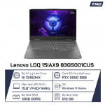 Laptop Lenovo LOQ 15IAX9 Intel Core i5 12450HX/ 12GB/ 512GB/ RTX 3050/ 15.6 Inch FHD/ Win 11/ Grey/ NK_83GS001CUS